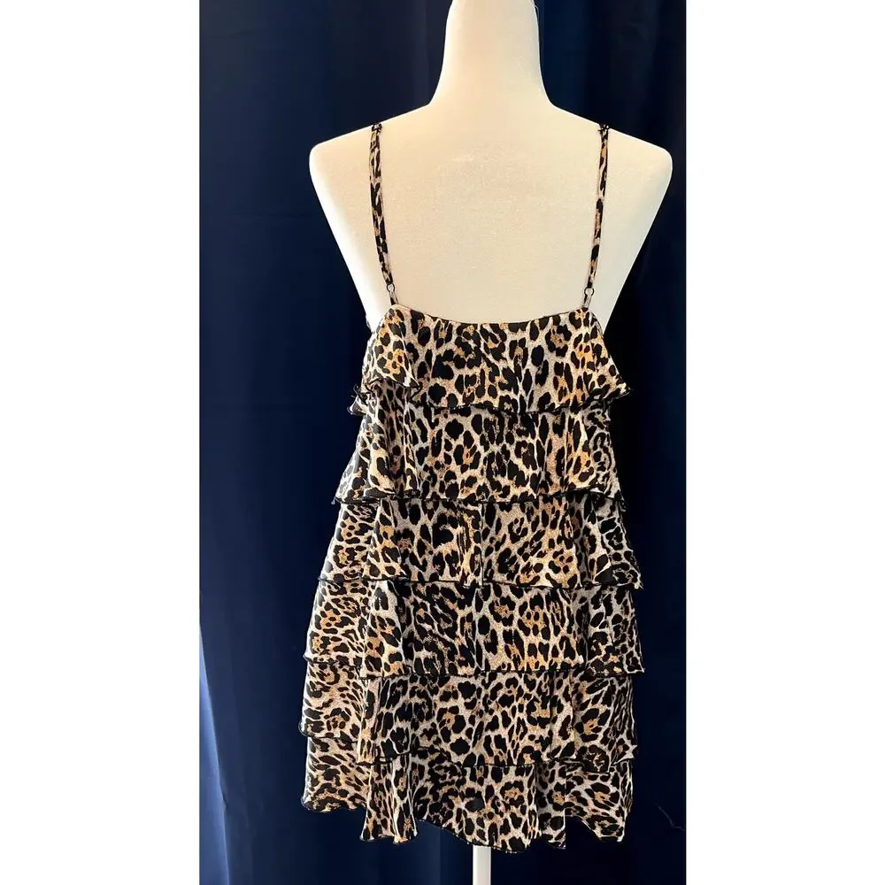 REVOLVE MAJORELLE Medium Leopard‎ Print Mini Dress Tiered Animal Party Night